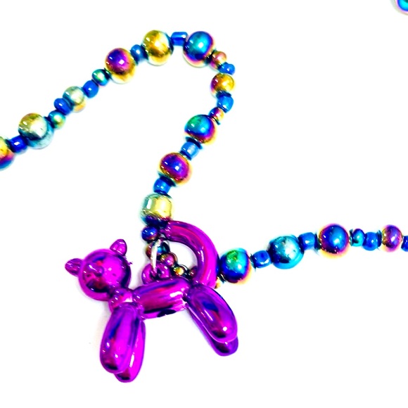 Purple Iridescent Toyland Balloon Kitty Cat Necklace - Picture 4 of 6